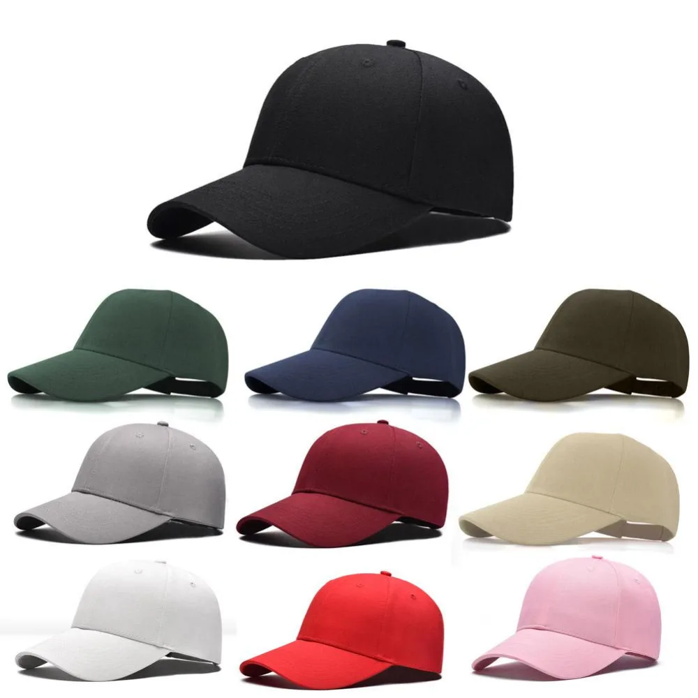 

1Pcs 2018 Fashion Women Men Summer Spring Cotton Adult baseball Cap Solid Color Adjustable Sport Duckbill Hat