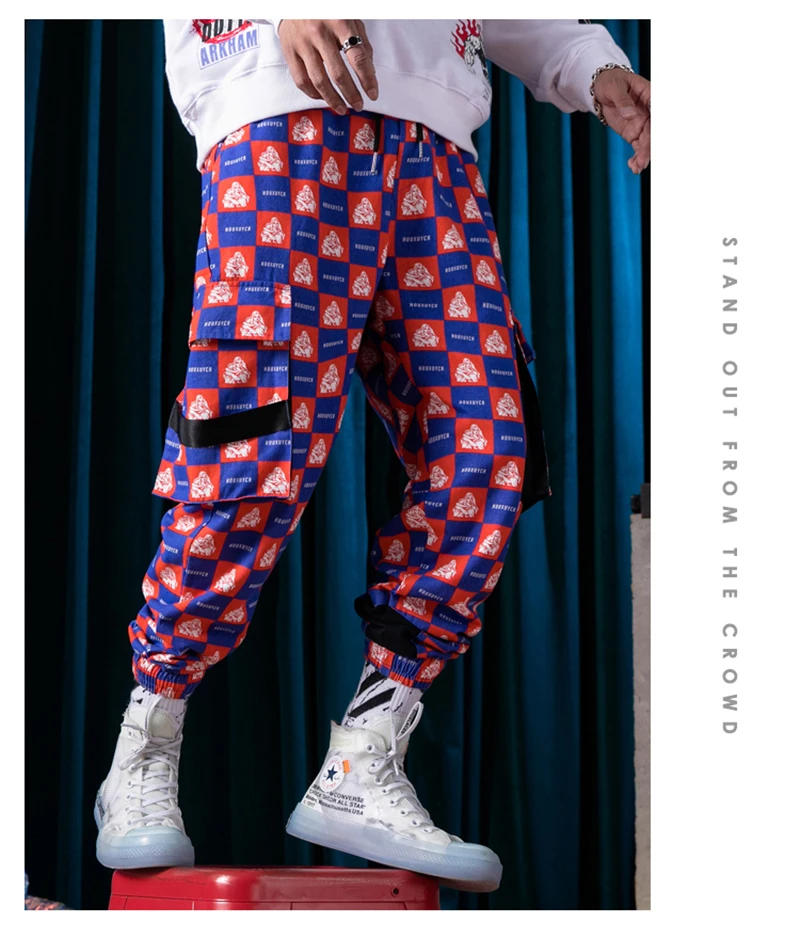 Purple Skateboard Color Pants Men Cotton Camo Hip Hop Fashion Cargo Pants  (10)