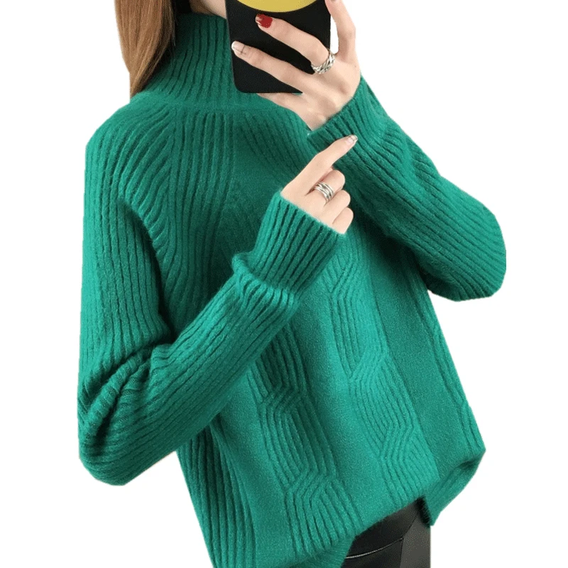 

Turtleneck sweater womens 2018 autumn winter pure color knitted pullover tricot tops Korean truien dames warm pull femme jumper