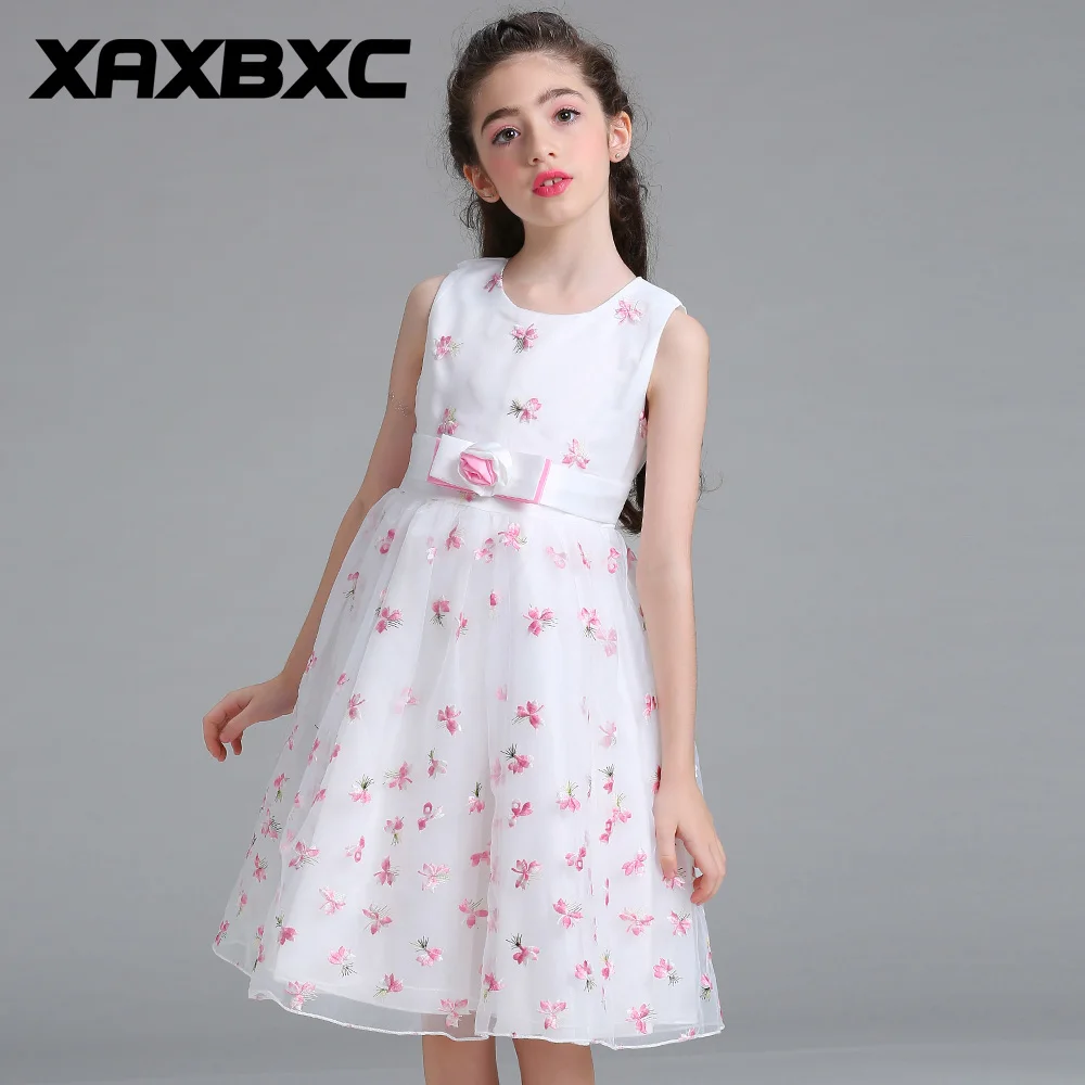 

LM8803 Floral Embroider Princess Dresses Kids Prom Gown Evening Dress Wedding Party Dress Girls Clothes Tulle Children's Costume