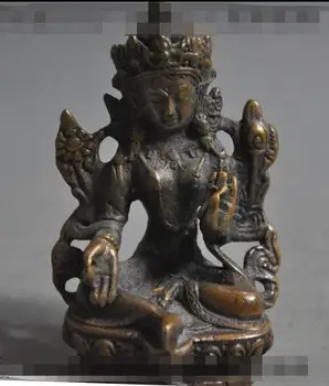 

S3605 chinese buddhism bronze white tara Kwan-Yin GuanYin Bodhisattva buddha statue