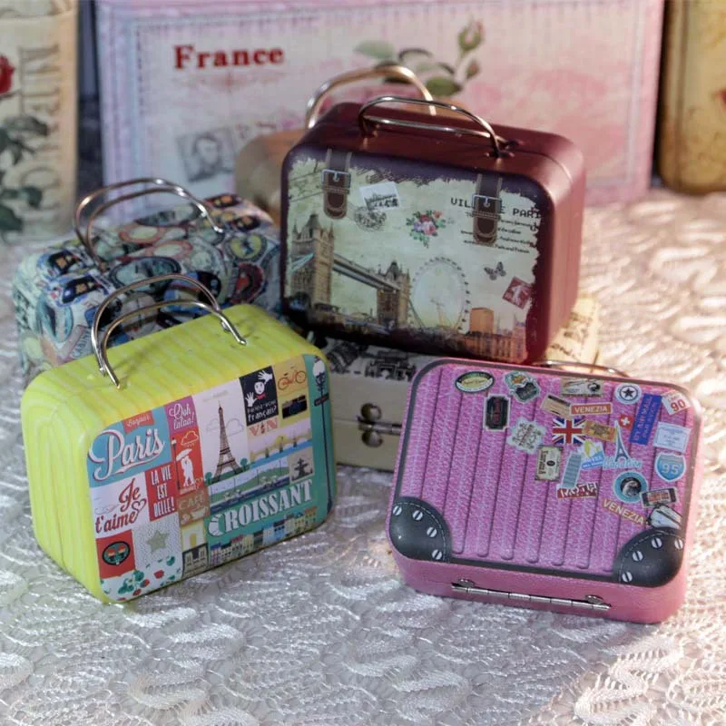

Mini Gift Jewelry Box,Candy Chocolate Storage Boxes Make Up Organizer,Earphone Container,Small Metal Suitcase Tea Storage Box