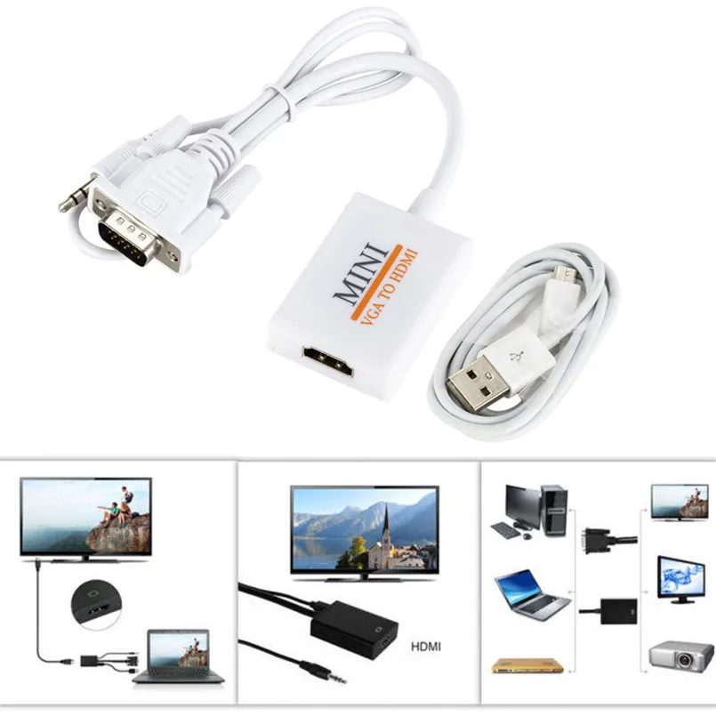VGA MaleTo HDMI выход 1080P HD + Аудио ТВ AV Видео кабель конвертер адаптер только