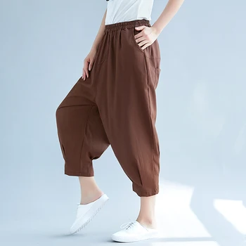 

Large Big Size Cotton Flax Women's Trousers Baggy Casual Pantalon Femme Artistic Retro Pantalon Loose Pants For Women Summer