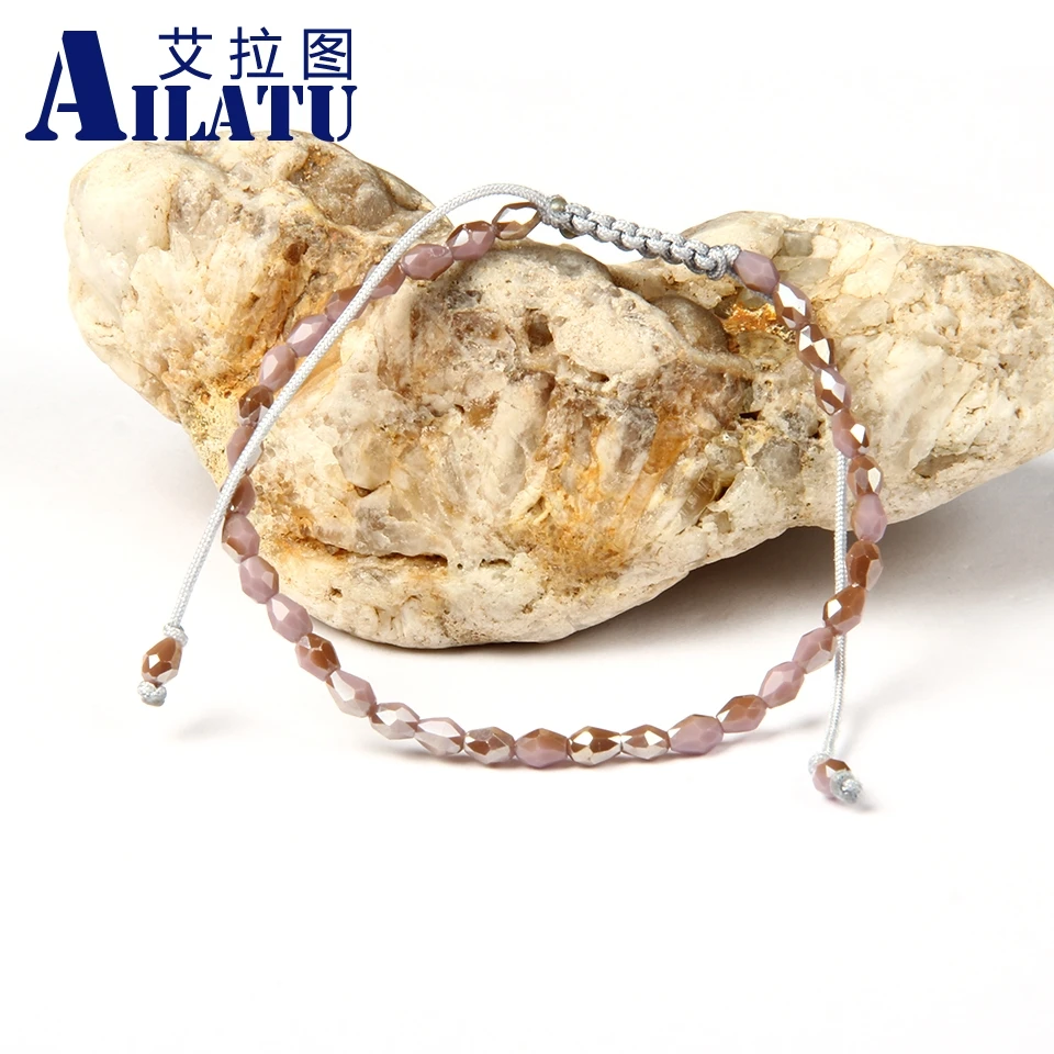 AilatuUnique шикарный Кристальный браслет дружбы с бусинами фиолетовый регулируемый
