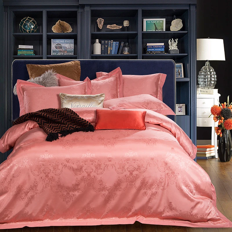 2018 Floral Style Mauve Bedding Set 4pcs Queen King Size Silk