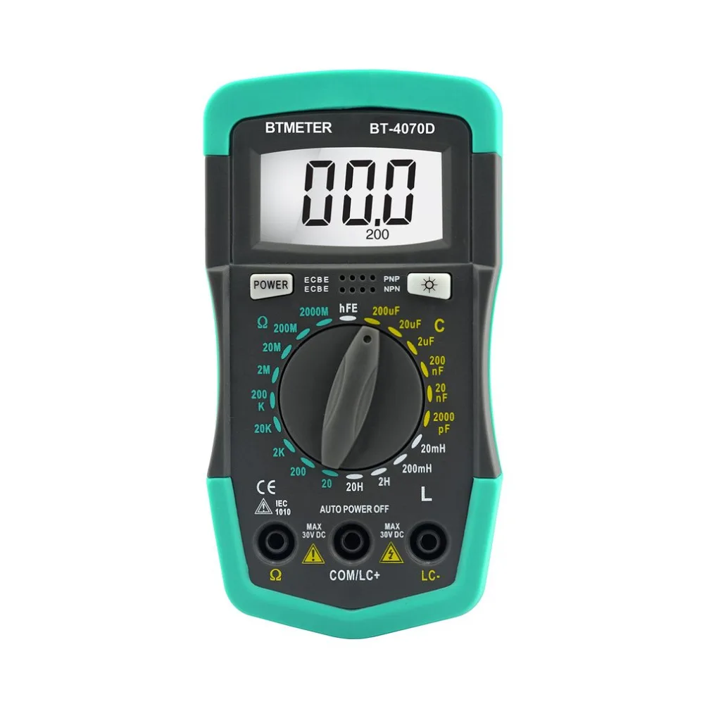 

BTMETER HP4070D Mini Digital Multimeter Resistance Meter Capacitance Inductance Transistor Diode Tester LCD Backlight Ohmmeter