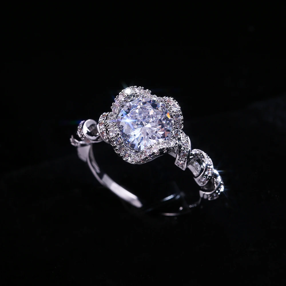 Huitan модное растение элегантное для свадьбы помолвки кольца с цветком цветок дизайн Блестящий кубический циркон камень твист обмотки кольцо