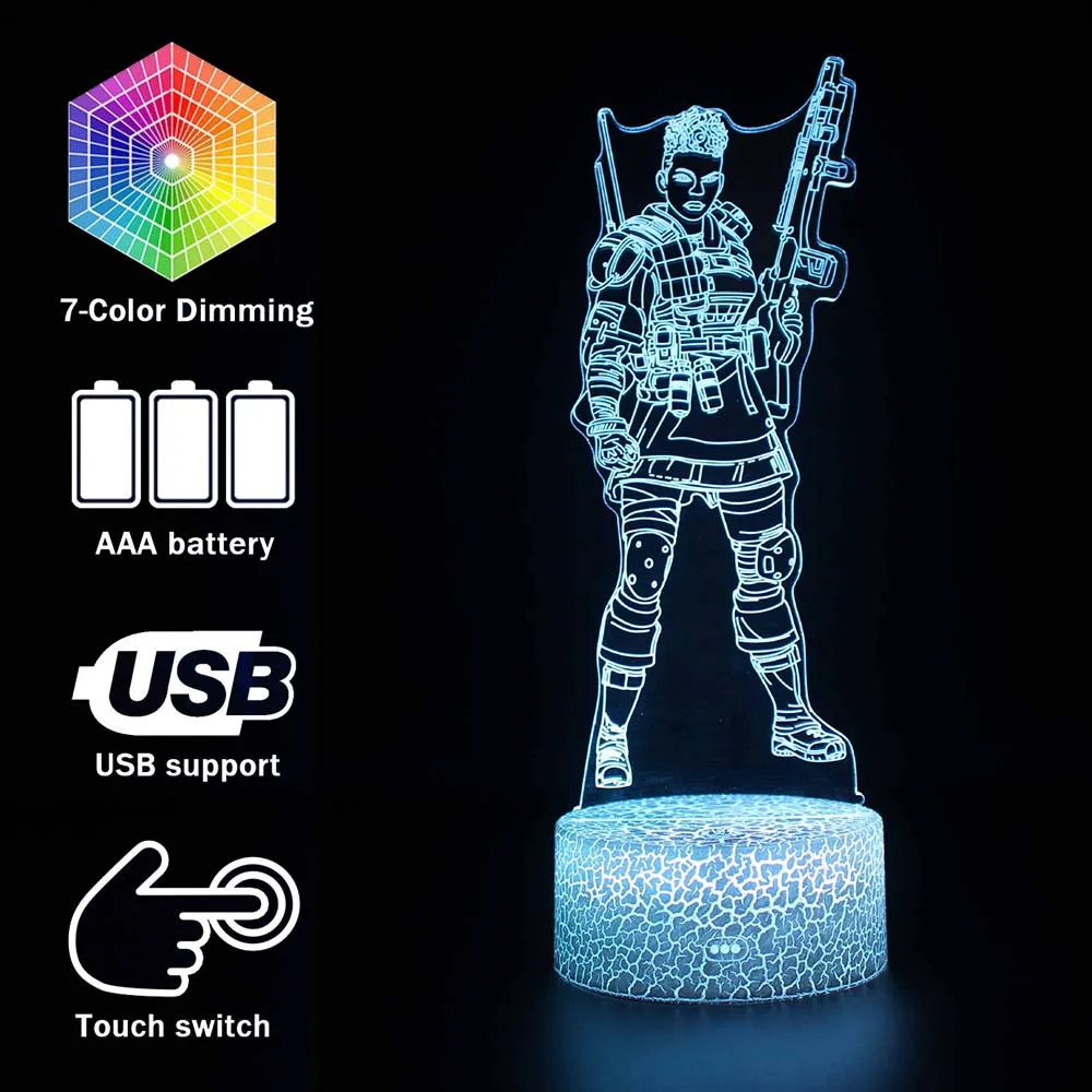 

2019 Hot Game Figurine Lamp Bangalore/Gibraltar/Mirage Action Figure Night Light Luminous toys For Apex Legends Gamers Xmas gift