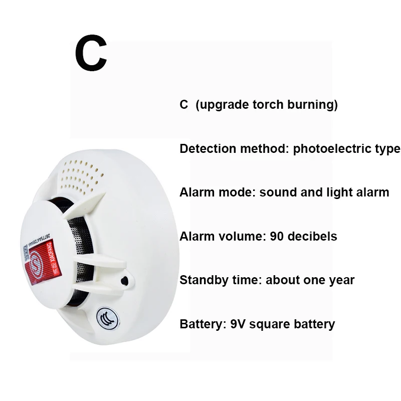 Детектор дыма пожарной сигнализации чувствительной стабильный независимых сигнализации Дым детектор внутренней безопасности беспроводной датчик тревоги пожарной техники - Цвет: C
