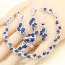 925 Silver Jewelry Sets For Women Royal Blue Semi-precious Earrings Bracelet Rings Necklace Pendant Wedding Jewelry Gift Box цена 925 Silver Jewelry Sets For Women Royal Blue Semi-precious Earrings Bracelet Rings Necklace Pendant Wedding Jewelry Gift Box цены онлайн