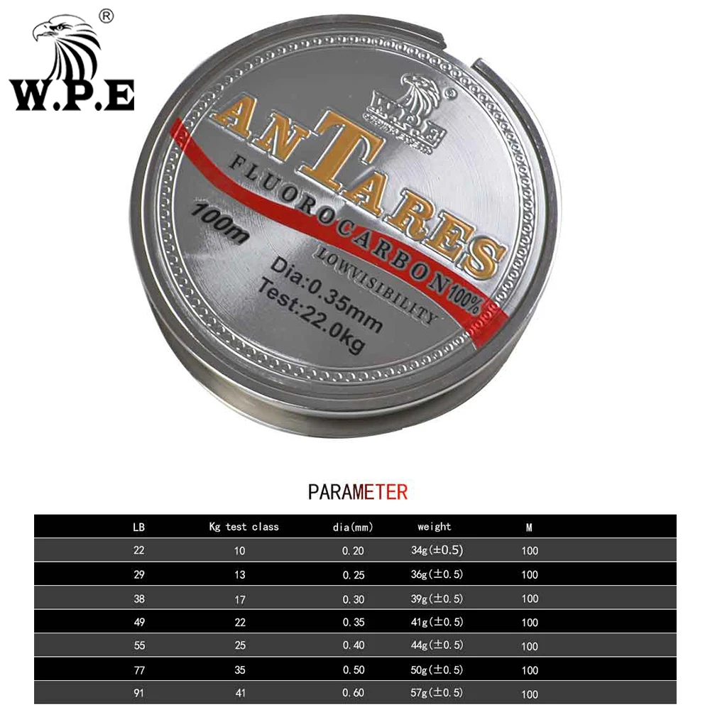 W.P.E Brand New ANTEROS Fishing Line 0.20mm-0.60mm Fluorocarbon Fishing Line 100m 10KG-41KG Carbon Fiber for Carp Fishing W.P.E Brand New ANTEROS Fishing Line 0.20mm-0.60mm Fluorocarbon Fishing Line 100m 10KG-41KG Carbon Fiber for Carp Fishing
