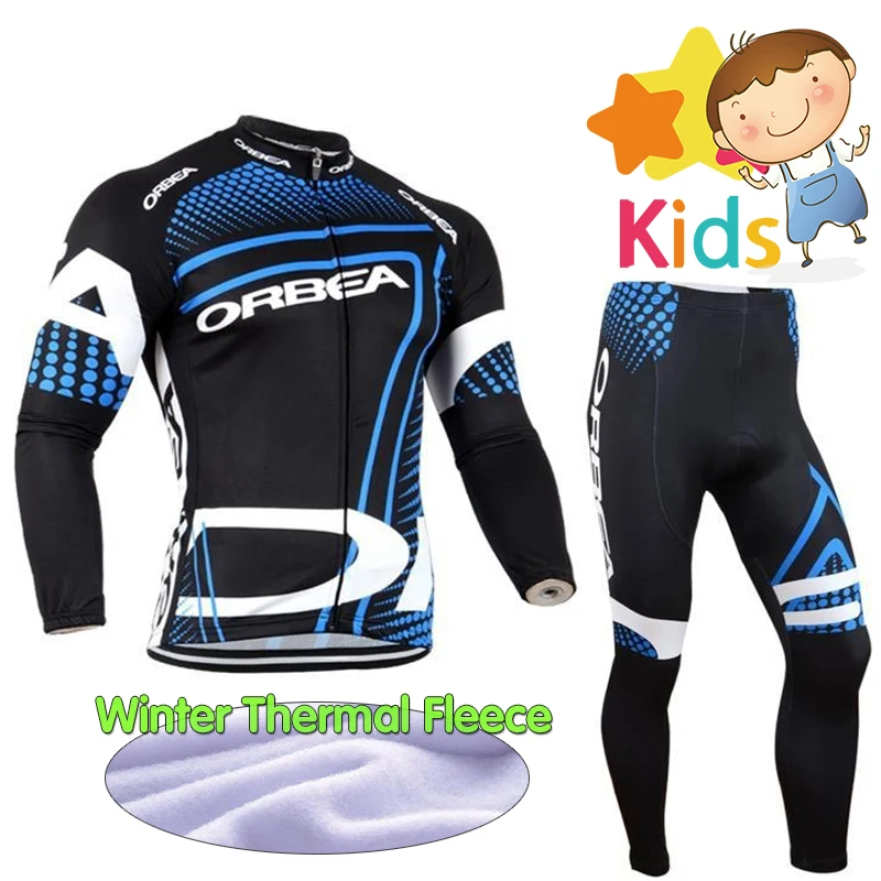 

Winter Kids Long Sleeve Cycling Kit Warm Thermal Fleece Pro Cycling Clothing Sets Children Bike Wear Rope Ciclismo Bicycle Wear