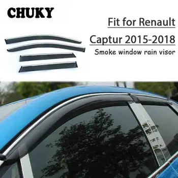 melhor Chuky 4 Pcs ABS Estilo Do Carro Dom Viseiras Da Janela Toldos Abrigos Escudo Chuva Para Renault Captur 2015 2016 2017 2018 Acessórios