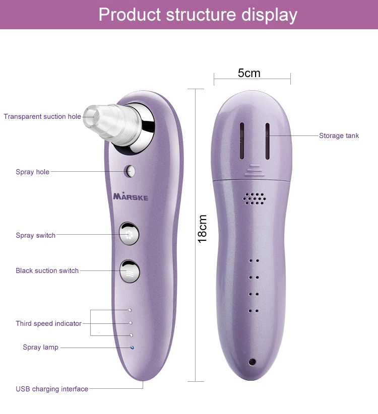 Вакуумное средство для удаления пор и черных точек, уход за кожей, Удаление прыщей, вакуумный инструмент для всасывания лица, увлажнитель для лица, спрей