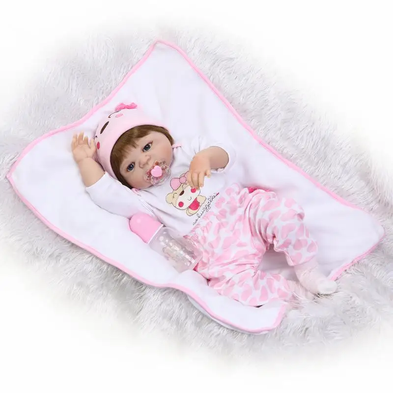 

22" 56cm High Quality Pink Vinyl Silicone Baby Lifelike Bonecas Baby Realistic Babies Girl Doll For Girl Kids Gift