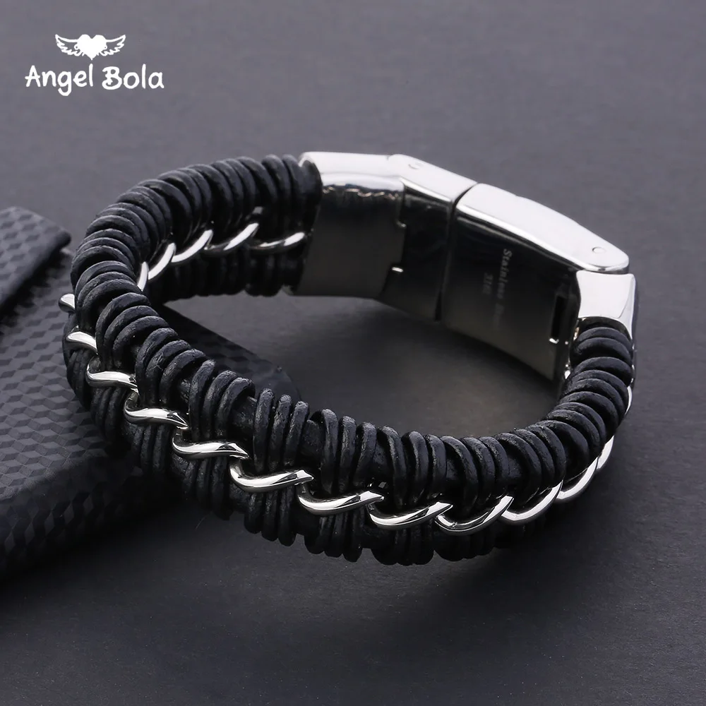 

Cool 2018 Gift Leather Bracelet Men Stainless Steel Bracelets & Bangle Wide Charm Braclets Pulseira De Masculina Buddha Bracelet