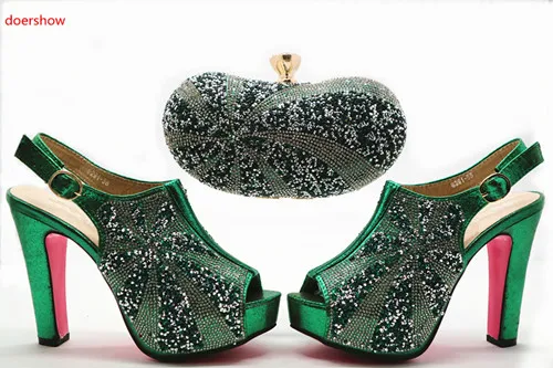

doershow Italian Shoe with Matching Bags Shoe and Bag Set for Party In Women Italian Matching Shoe and Bag Set with stones!HX1-6