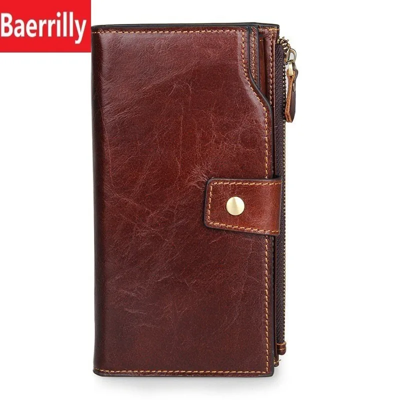 

Fashion Men Wallets Genuine Leather Long Clutch Purse Luxury Brand Money Bag Coin Purse Zipper & Hasp Men Walet Portomonee Rfid