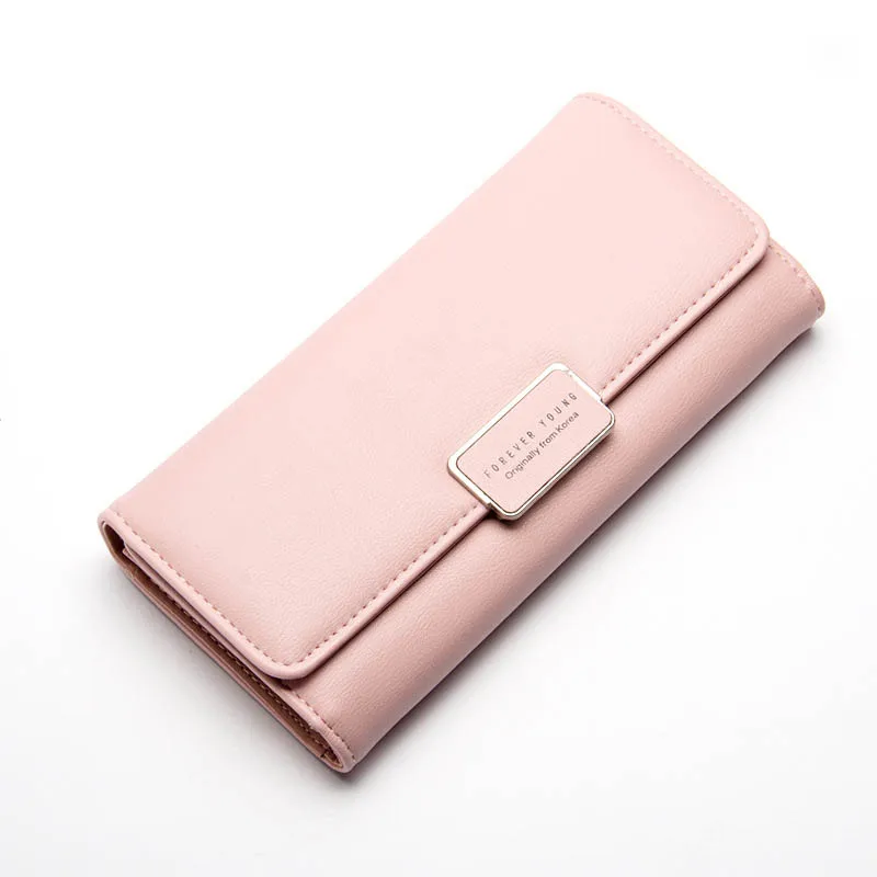 

Hot Simple Fashion Korean Women Long Purse Solid Color PU Leather Zipped Ladies Sweet Girls Wallets Card Holder BVN66