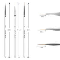 3Pcs/set Kolinsky Nail Art Brush Crystal Acrylic Thin Liner Drawing Pen Painting Stripes Flower 2 side Nail Art Manicure Tools 2