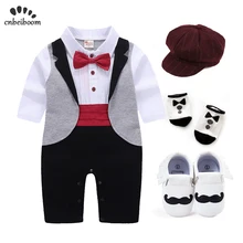 New born Baby Tuxedo sets rompers clothing set for boys weeding birthday formal party clothes dress cotton long sleeve costume ishowtienda baby boys clothes set formal party christening wedding tuxedo bow tie long sleeve gentry splice costume for kids