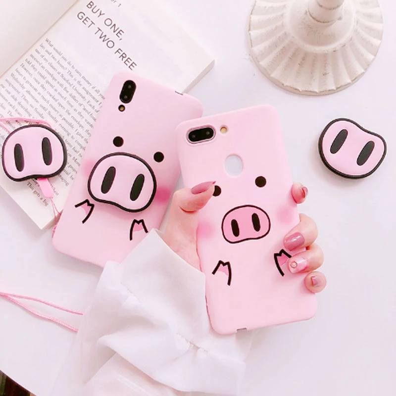 Pig nose mobile phone TPU soft rope strap protector for huawei NOVA 3E 3I Huawei P20 Honor 9 lite Mate 20 P |