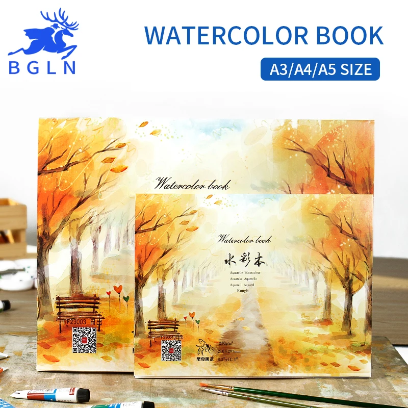 

Bgln A3/A4/A5 Size 230g/m2 Professional Watercolor Paper 20Sheets Hand Painted Watercolor Book Drawing Office school supplies