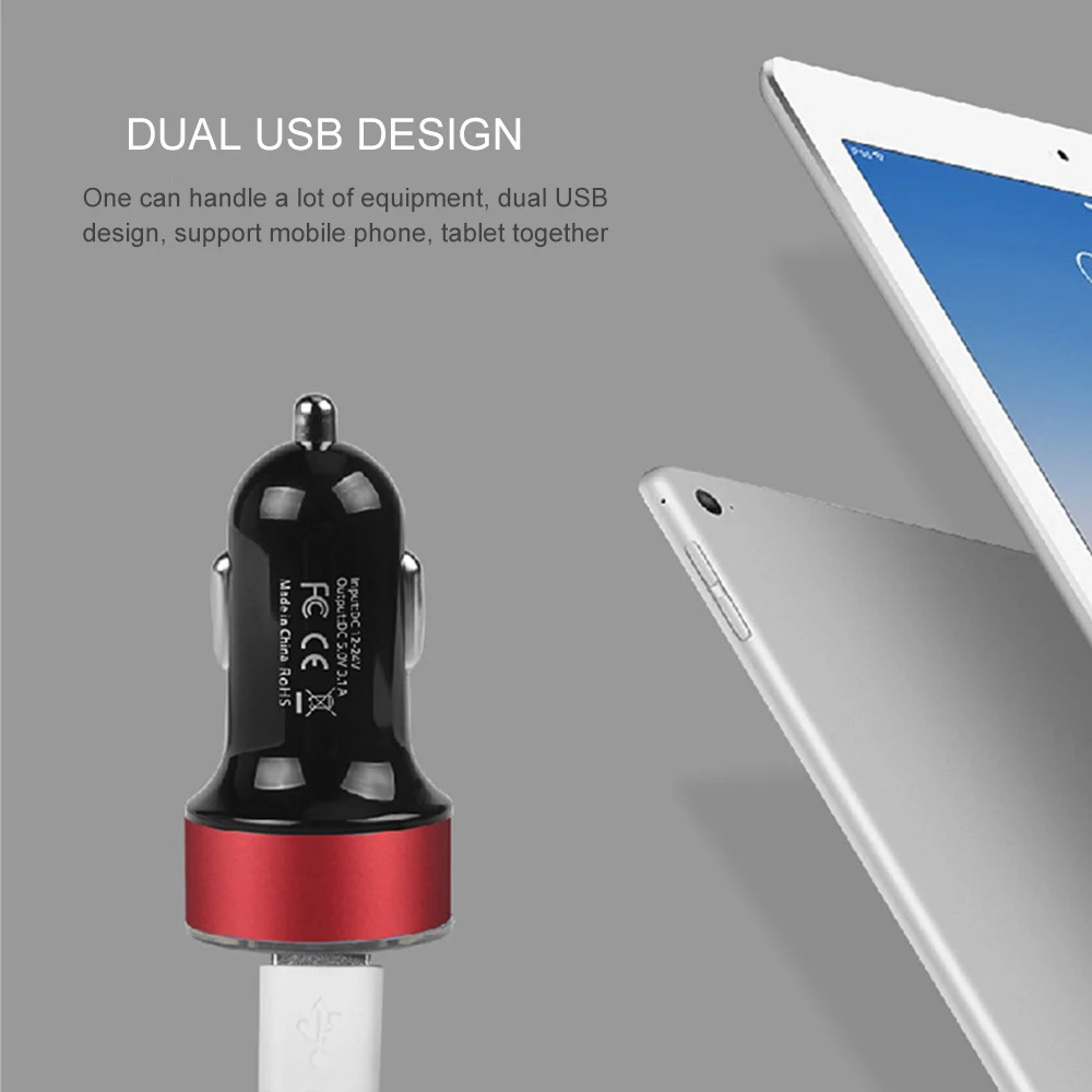 Новое автомобильное зарядное устройство 5 в 3,1 А, светодиодный дисплей, универсальное автомобильное зарядное устройство с двумя usb-портами для Xiaomi samsung S8 iPhone X 8 Plus Tablet и т. Д