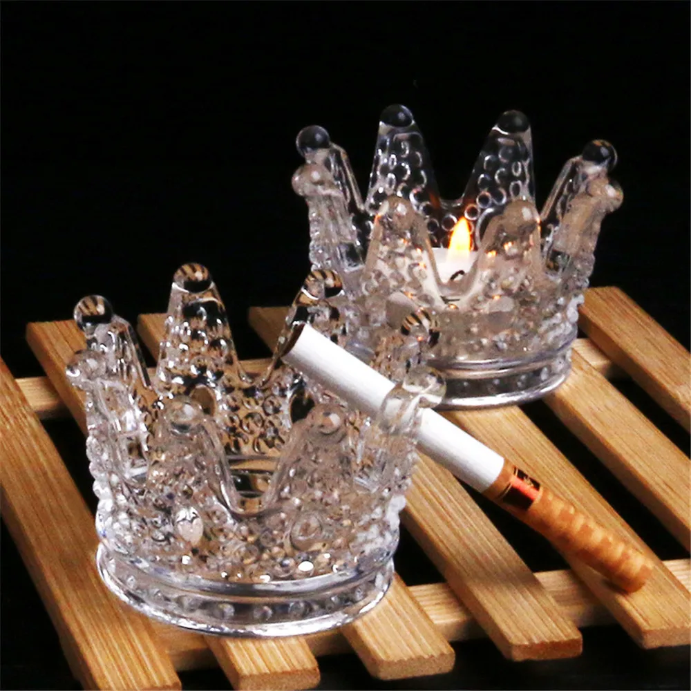 Скандинавский стеклянный поднос для хранения ювелирных изделий в форме короны, расписанный вручную Золотой пепельница для сигарет, поднос для свечей, настольный орнамент, десертная тарелка
