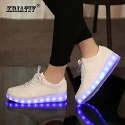 Криатив модные светящиеся Спортивная обувь USB зарядки обувь для мальчика и девочки LED Шлёпанцы для женщин сделать с загорается coforful дети