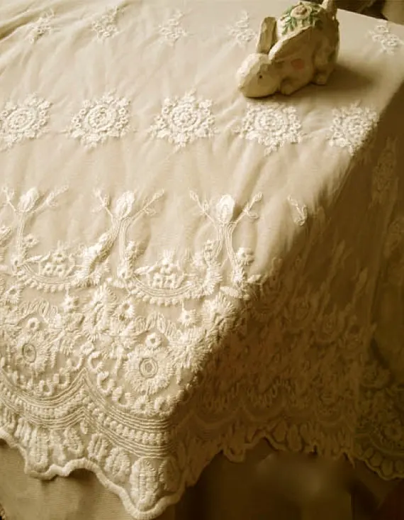

1 yard mixed cotton lace fabric with ivory retro waving pattern, wedding decorations, ws1002