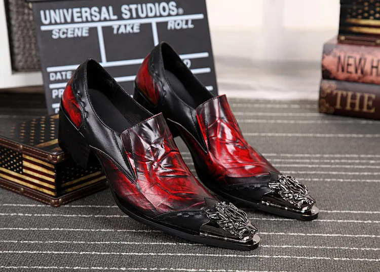 Zapatos Tendencia Los Hombres Carrera Señaló Diseño Alta Casual Mostrar Dedos Red De Boda Lujo Retro Talones Trabajo Rojo Pies Fiesta D qvztwTw