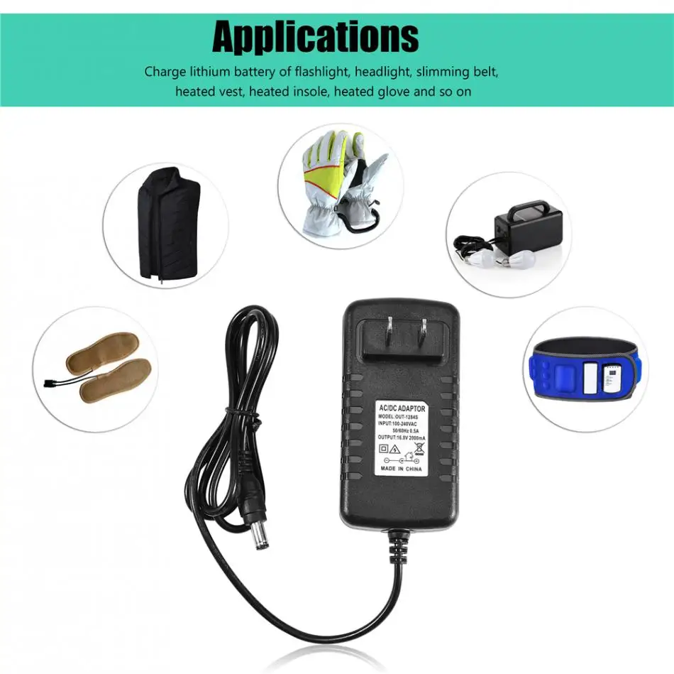 

US Plug 16.8V 2A 2000mA Charger AC/DC Power Adapter for Lithium Ion Battery Li-ion LiPo lithium battery chargers new