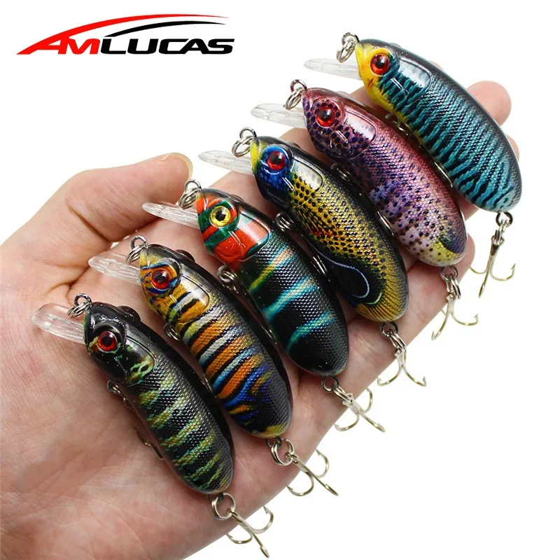 

Amlucas Big Wobbler Fishing lures 6cm 10g Sea Trolling Minnow artificial baits peche Crankbait Carp Fishing Accessories WW43
