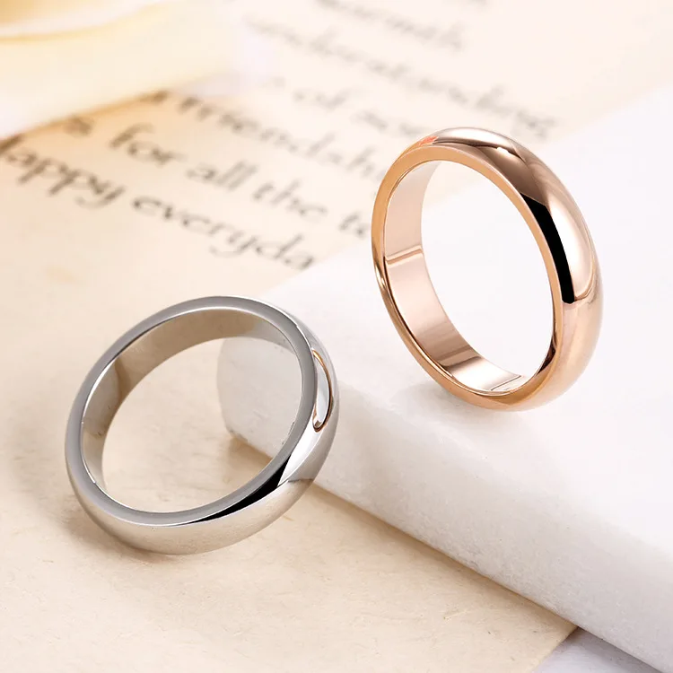 Fidelia High quality 4mm Wholesale Simple Ring Fashion Rose Gold Ring Men's and Women's Exclusive Couple Wedding Ring