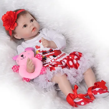 

Latest new 22inch Silicone Reborn Boneca Realista Fashion Baby Dolls For Princess Children Birthday Gift Bebes Xmas presents toy