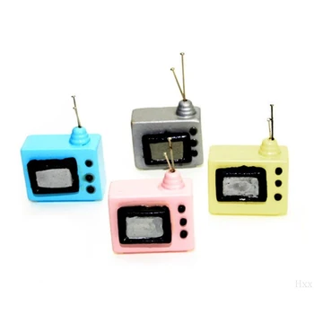 

New 1:12 Scale Dollhouse Miniature Vintage Television TV with Antenna Doll House Accessories Living Room Home Decor