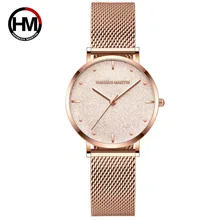 Women Watches Top Brand Luxury Ultra Thin Starry Dial Quartz Watch Women Stainless Steel Waterproof Wristwatch relogio feminino brand julius women watches ultra thin leather strap watch band analog display quartz wristwatch luxury watches relogio feminino