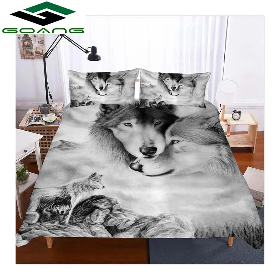  GOANG 3d bedding set duvet cover bed sheet pillow digital printing Wolf kiss twin bedding set Anima