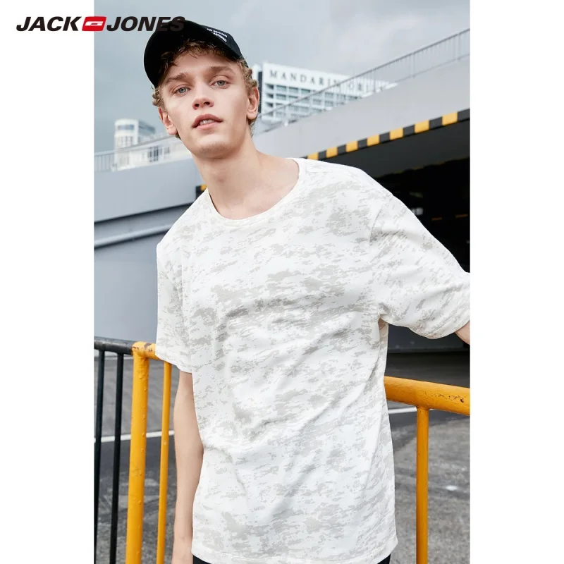 JackJones Мужская камуфляжная футболка из 100% хлопка C | 219101541 одежда