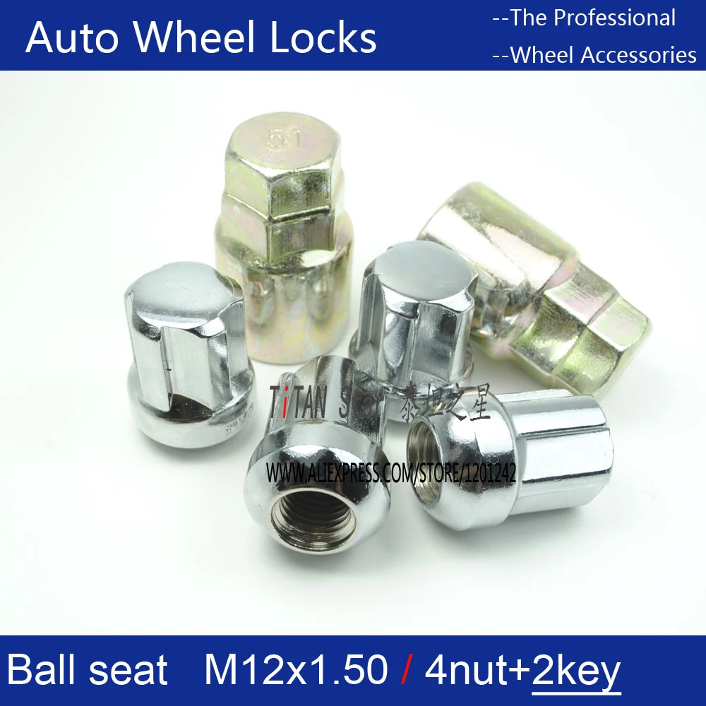 4Nuts+2Keys M12x1.5 Ball seat Wheel 