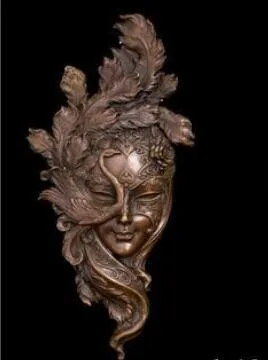YM Brass Crafted Human Vintage Handmade Classical Bronze Art Relief Wall Statue Peacock Mask Copper metal wall Sculpture Cover | Дом и сад