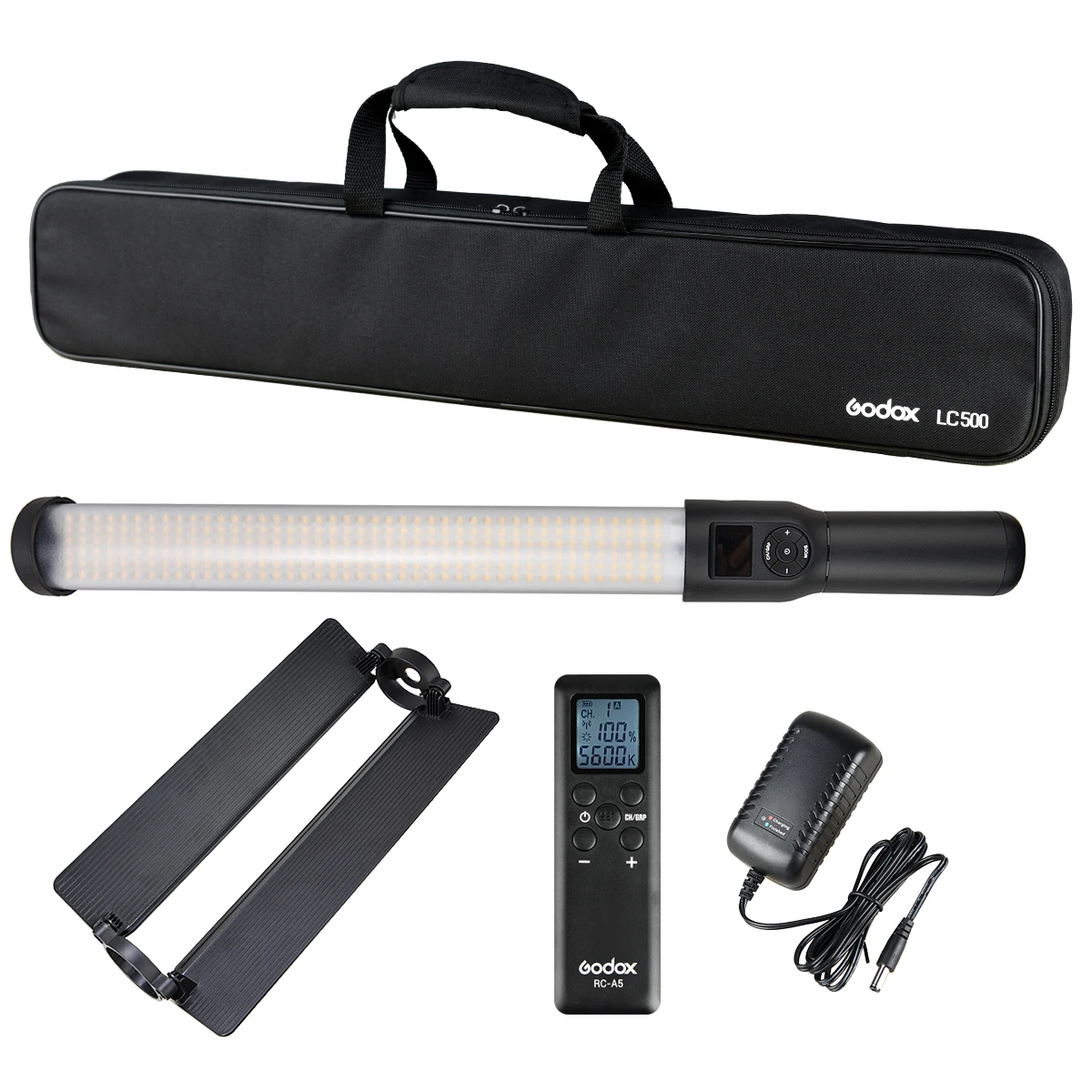 Godox LC500 светодиодный светильник с ручкой 3300 K-5600 K регулируемый встроенный аккумулятор lithiunm+ светильник с дистанционным управлением+ зарядное устройство переменного тока