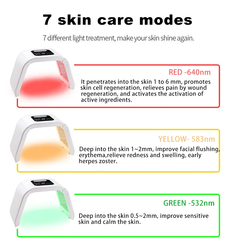 Профессиональный 7 цветов фотодинамическая терапия, маска со светодиодами свет лица терапия по омоложению кожи устройства спа инструмент для удаления прыщей против морщин