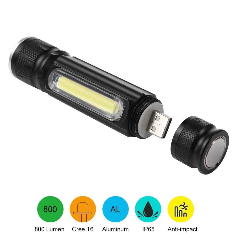 Upgrade Led High Powerful Flashlight IP65 Cree XML-T6 Zoomable Torch lanterna Tactical Light USB Bicycle lantern zaklamp Lamp