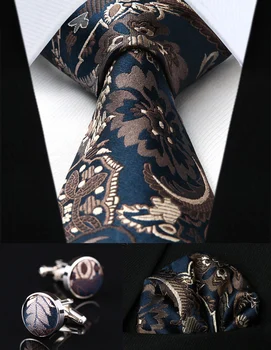 

Party Wedding Classic Pocket Square Tie TZP10V8S3 Navy Blue Paisley 3.4" Silk Men Tie Necktie Handkerchief Cufflinks Set