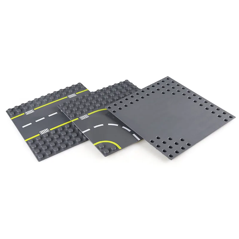 

Large Particle City Road Street Baseplate Straight Curve Blocks Parts Big Size Base Plate Road Compatible Legoed Duploed Brick
