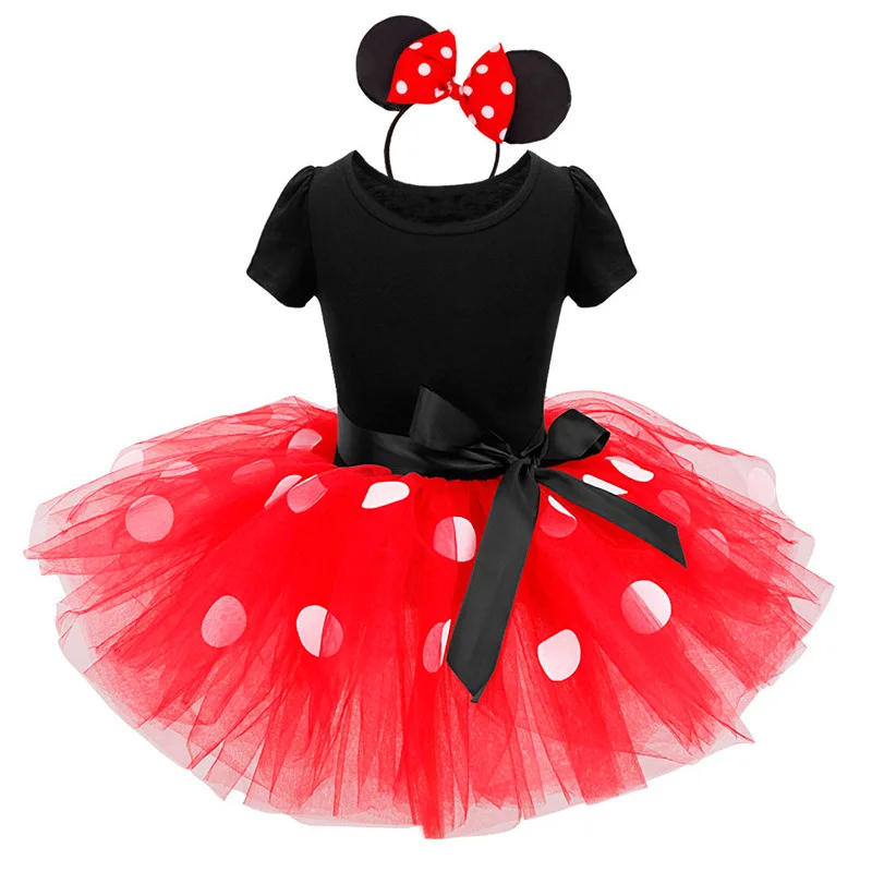 

2018 Girl dress headband hair band Minnie ballet dress Summer short sleeve cute bow baby tutu dress infant children costumes