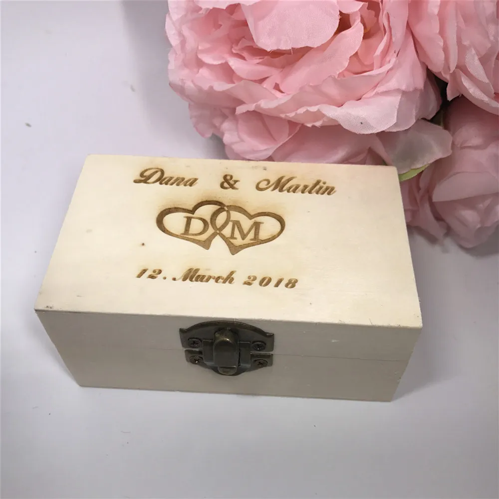 Personalized Wooden Ring Box, Wedding Ring bearer box , Custom Ring Box
